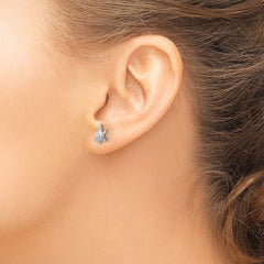 QE13344 Sterling Silver Polished and Textured Turtle Post Earrings