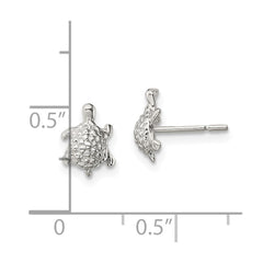 QE13344 Sterling Silver Polished and Textured Turtle Post Earrings