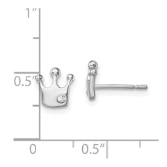 QE13348 Sterling Silver Rhodium-plated CZ Crown Post Earrings