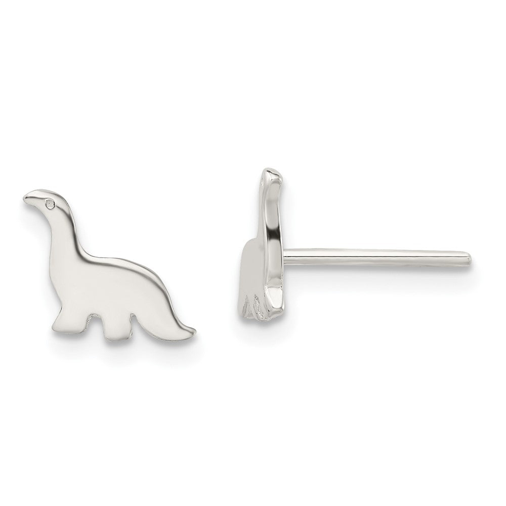 QE13350 Sterling Silver Polished Dinosaur Post Earrings