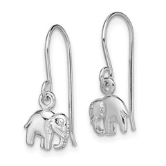 QE13351 Sterling Silver Rhodium-plated Polished Elephant Dangle Earrings