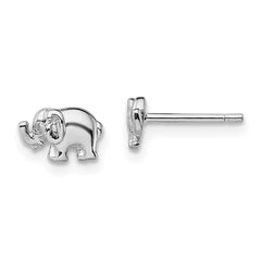 QE13352 Sterling Silver Rhodium-plated CZ Elephant Post Earrings