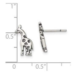 QE13353 Sterling Silver Antiqued Giraffe Post Earrings