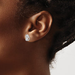 QE13357 Sterling Silver Rhodium-plated CZ Cat Post Earrings