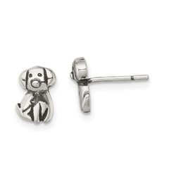 QE13359 Sterling Silver Antiqued Dog Post Earrings