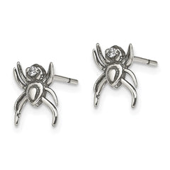 QE13364 Sterling Silver Antiqued CZ Spider Post Earrings