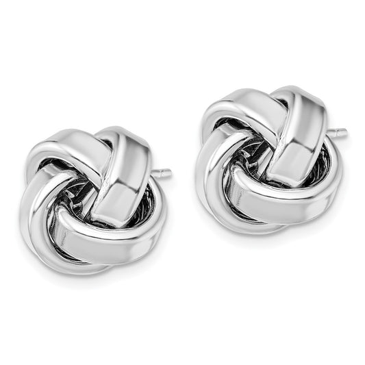 QE13407 Sterling Silver Rhodium Plated Polished Love Knot Post Earrings