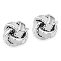 QE13407 Sterling Silver Rhodium Plated Polished Love Knot Post Earrings