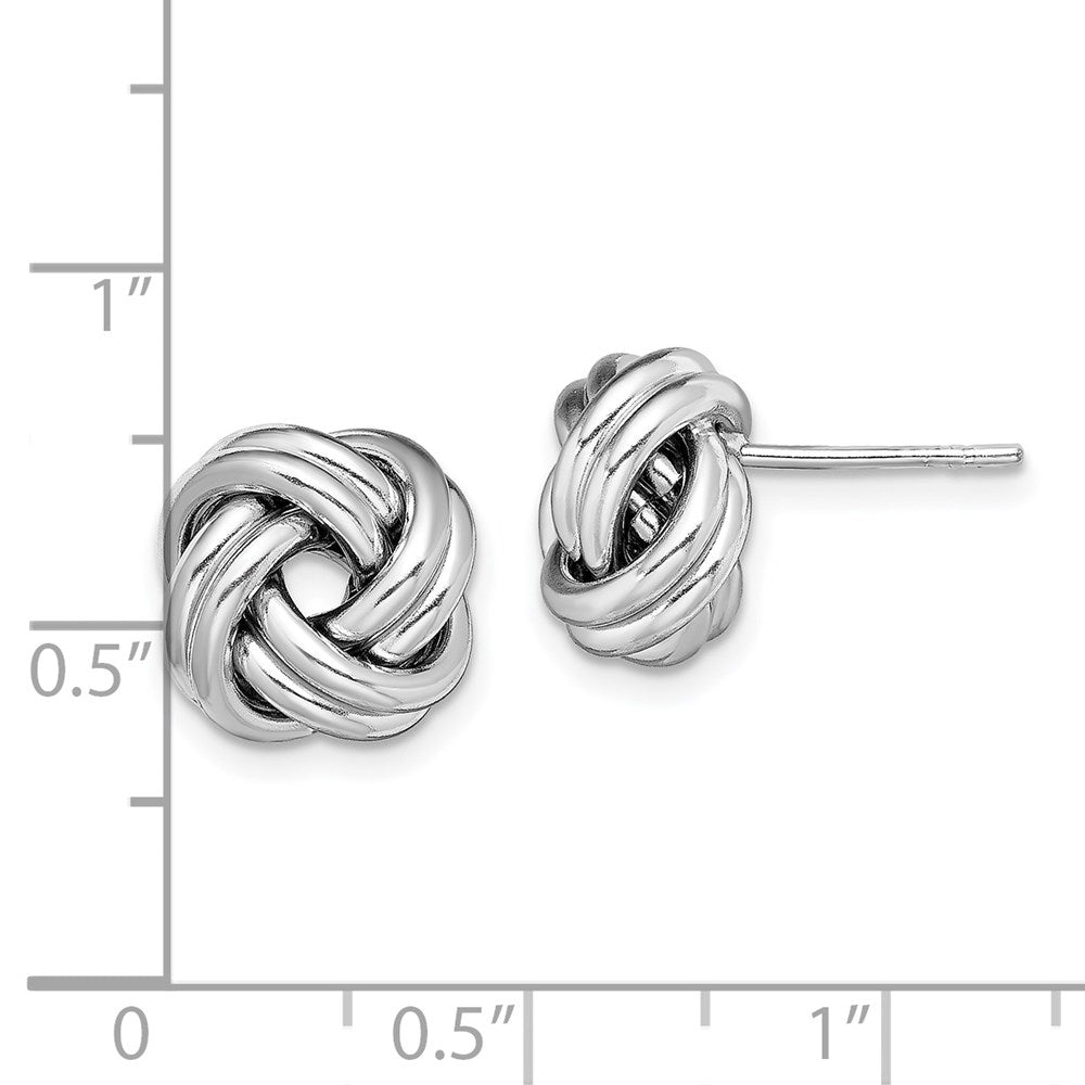 QE13413 Sterling Silver Rhodium Plated Polished Love Knot Post Earrings