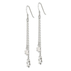 QE13454 Sterling Silver Polished Star of David Chain Dangle Earrings