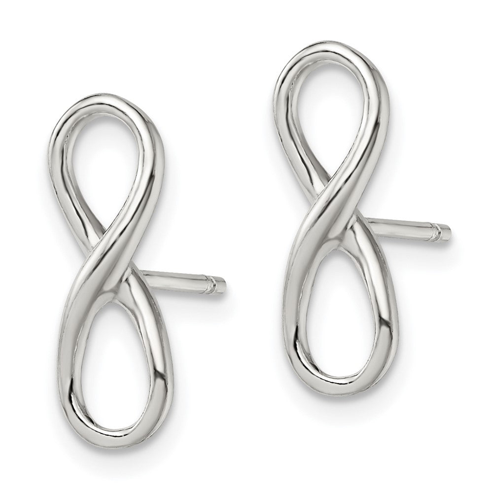 QE13467 Sterling Silver Rhodium-plated Polished Infinity Knot Post Earrings