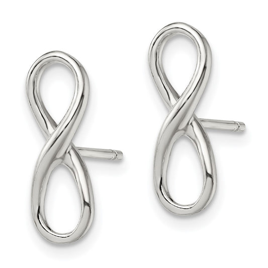 QE13467 Sterling Silver Rhodium-plated Polished Infinity Knot Post Earrings