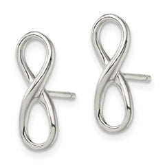 QE13467 Sterling Silver Rhodium-plated Polished Infinity Knot Post Earrings