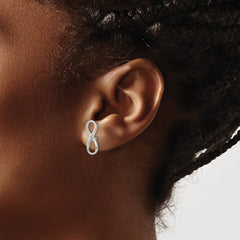QE13467 Sterling Silver Rhodium-plated Polished Infinity Knot Post Earrings