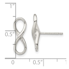 QE13467 Sterling Silver Rhodium-plated Polished Infinity Knot Post Earrings