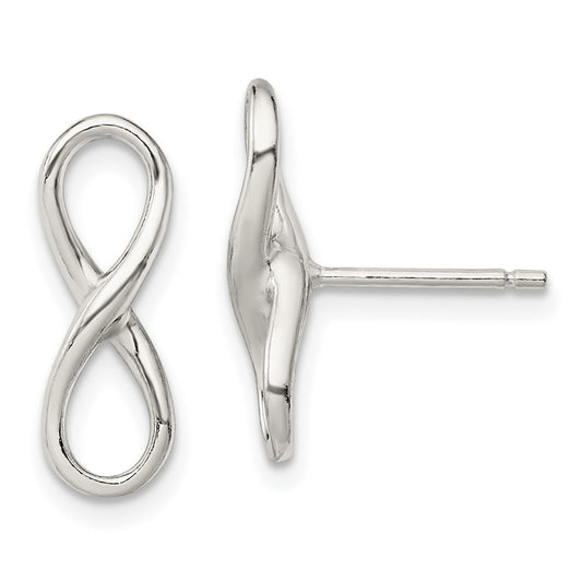 QE13467 Sterling Silver Rhodium-plated Polished Infinity Knot Post Earrings