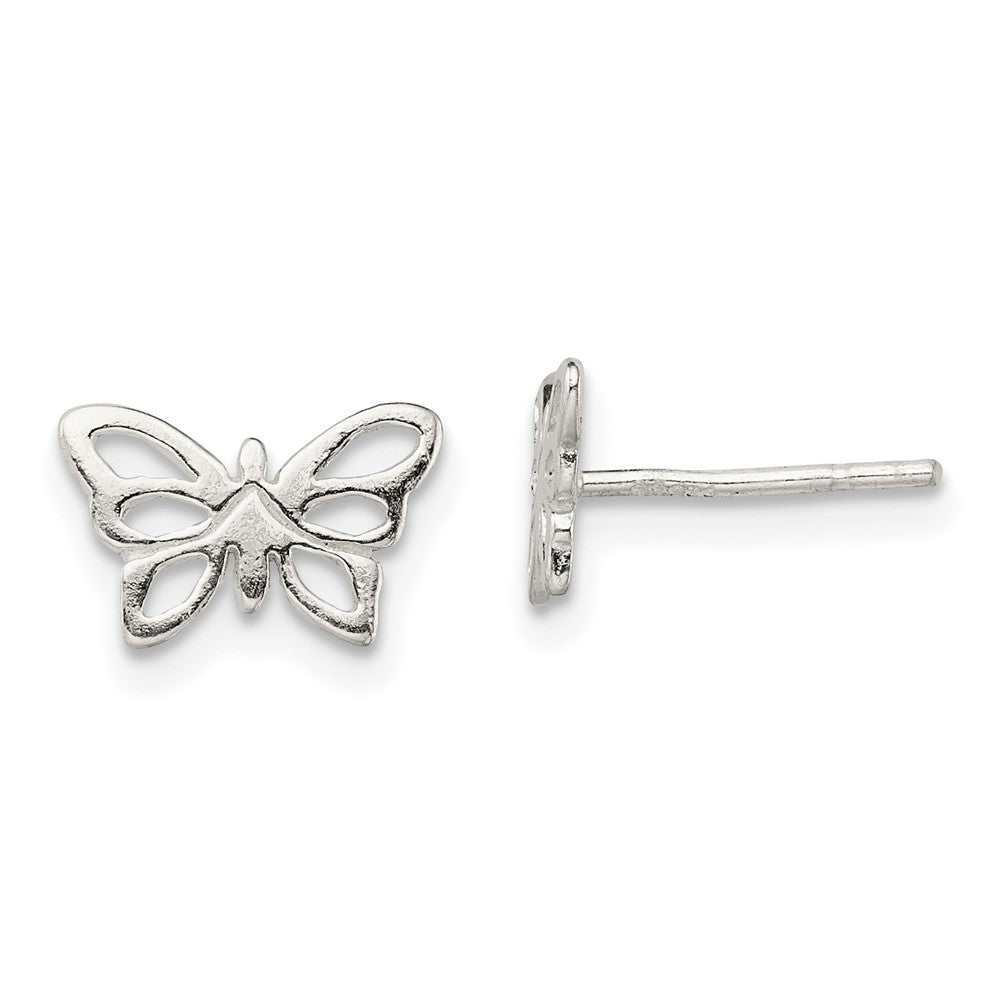 QE13519 Sterling Silver Polished Butterfly Post Earrings