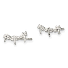 QE13533 Sterling Silver Polished Dragonfly Post Earrings