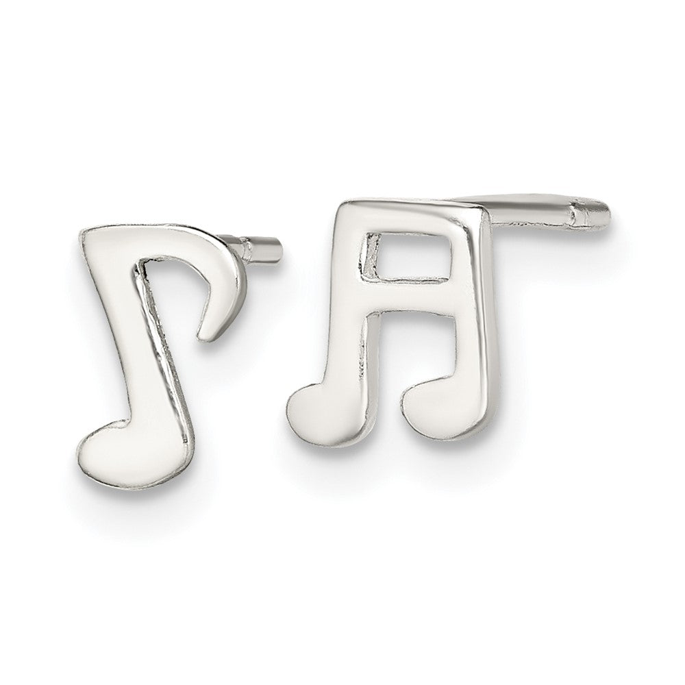 QE13541 Sterling Silver Polished Left and Right Music Notes Post Earrings