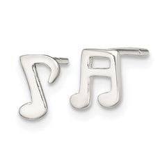 QE13541 Sterling Silver Polished Left and Right Music Notes Post Earrings