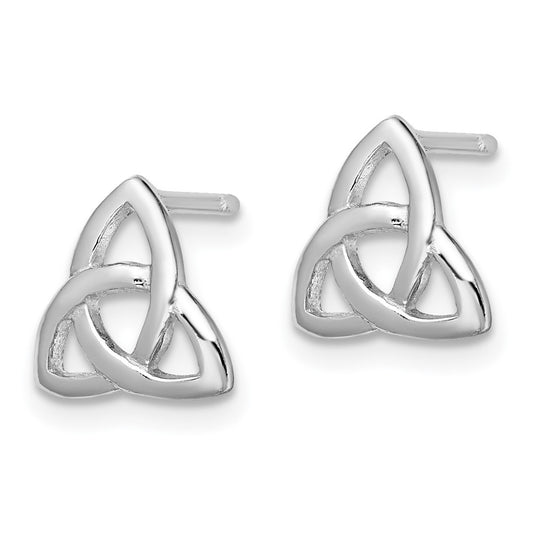 QE13549 Sterling Silver Rhodium-plated Polished Celtic Knot Post Earrings