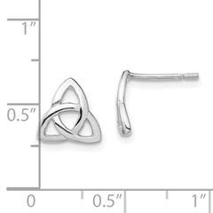 QE13549 Sterling Silver Rhodium-plated Polished Celtic Knot Post Earrings