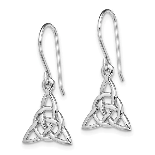 QE13550 Sterling Silver Rhodium-plated Polished Trinity Knot Dangle Earrings