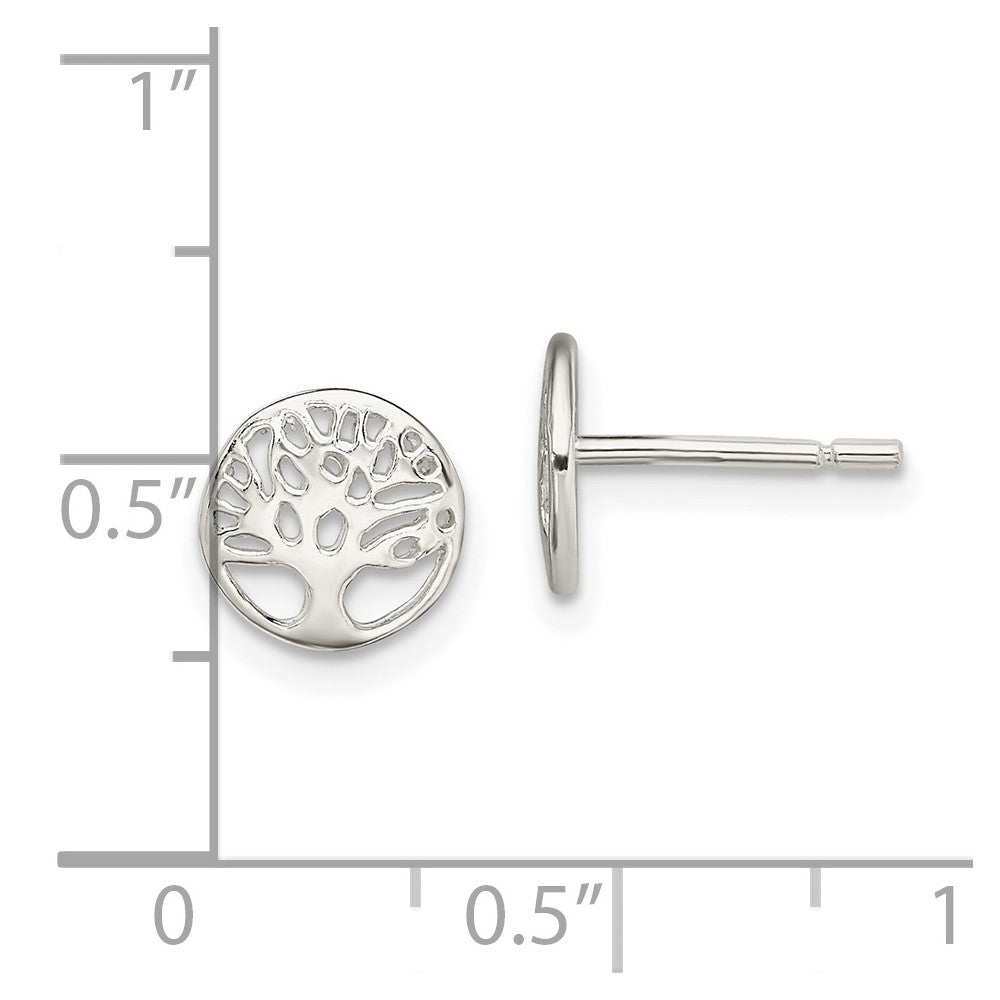 QE13558 Sterling Silver Rhodium-plated Tree Post Earrings