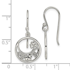QE13567 Sterling Silver Rhodium-plated Circle Clover/Celtic Knot Dangle Earrings