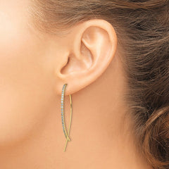 QE13590 Sterling Silver Gold-tone CZ Threader Earrings