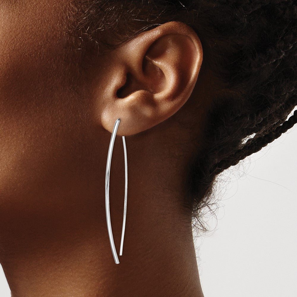 QE13593 Sterling Silver Rhodium-plated Threader Earrings