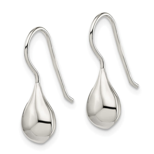 QE13621 Sterling Silver Rhodium-plated Polished Teardrop Earrings