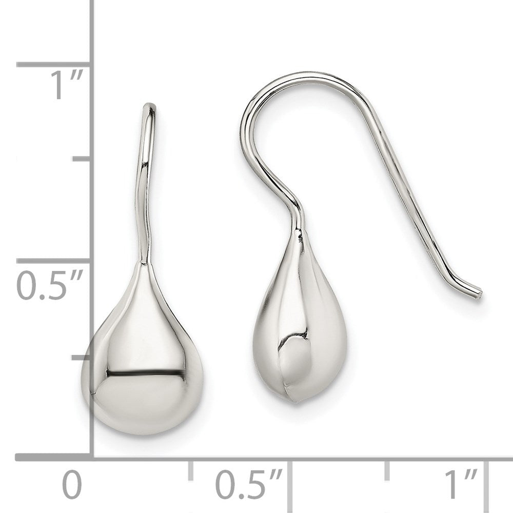 QE13621 Sterling Silver Rhodium-plated Polished Teardrop Earrings
