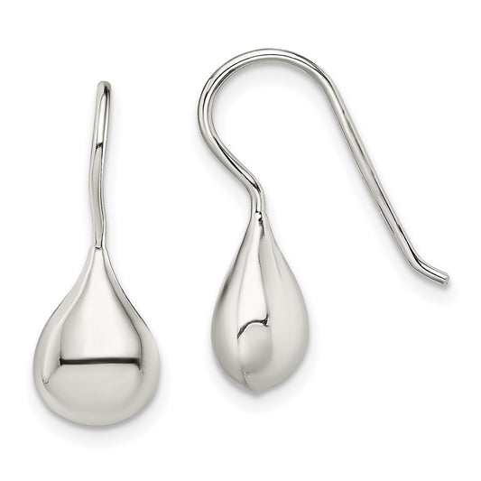 QE13621 Sterling Silver Rhodium-plated Polished Teardrop Earrings