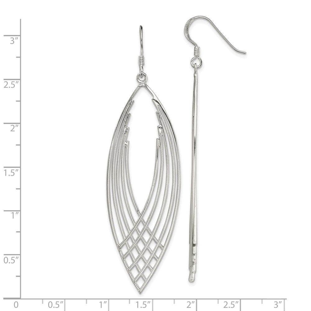 QE13634 Sterling Silver Polished Fancy Dangle Shepherd Hook Earrings