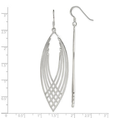 QE13634 Sterling Silver Polished Fancy Dangle Shepherd Hook Earrings