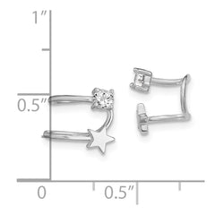 QE13674 Sterling Silver Rhodium-plated Polished CZ & Star Single Cuff Earring