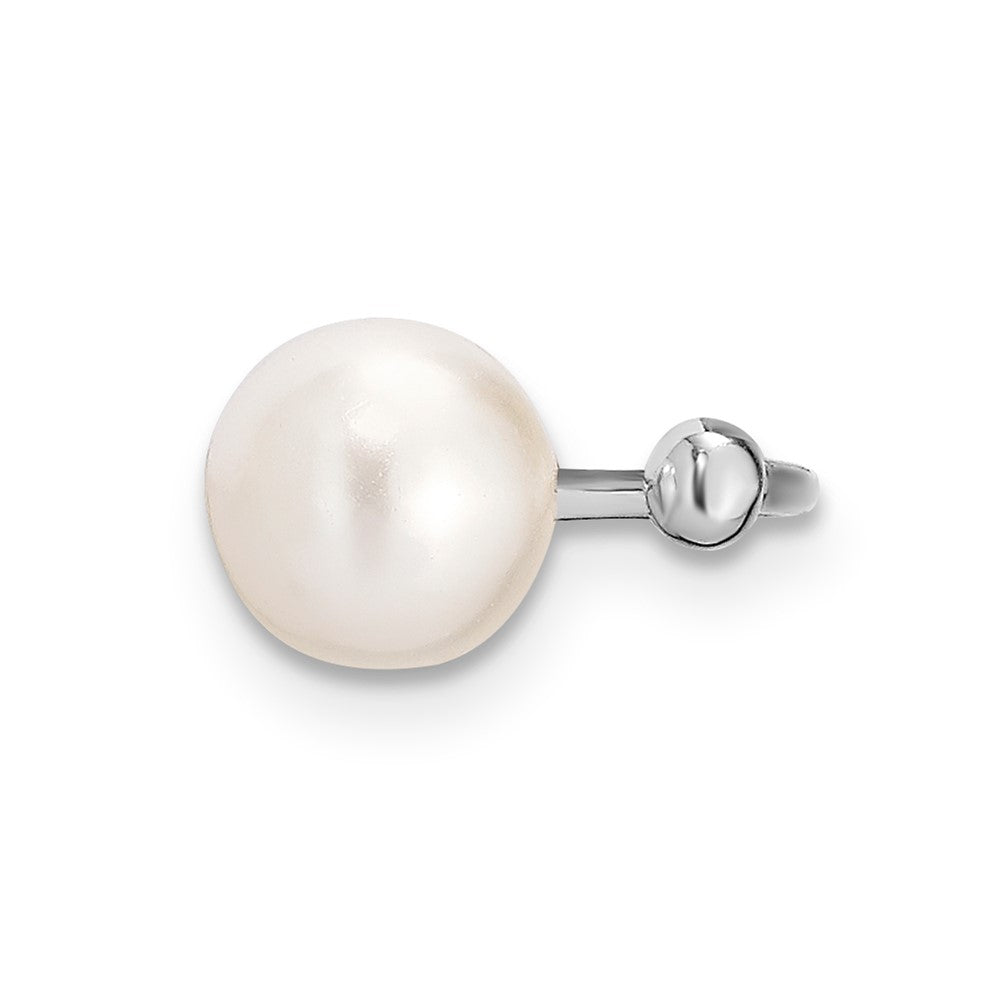 QE13675 Sterling Silver Rhodium-plated Polished Mother of Pearl Single Cuff Earring