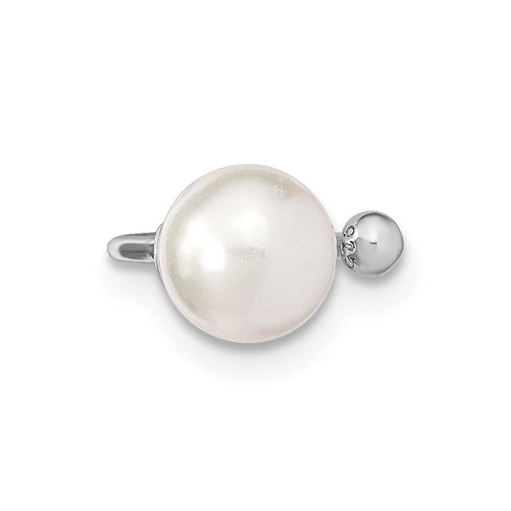 QE13675 Sterling Silver Rhodium-plated Polished Mother of Pearl Single Cuff Earring