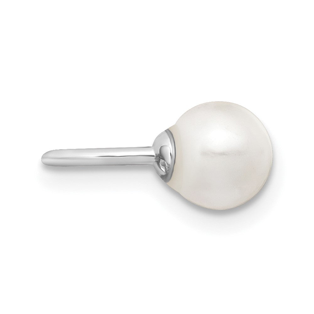QE13675 Sterling Silver Rhodium-plated Polished Mother of Pearl Single Cuff Earring