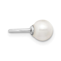QE13675 Sterling Silver Rhodium-plated Polished Mother of Pearl Single Cuff Earring