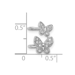 QE13683 Sterling Silver Rhodium-plated CZ Double Butterfly Right Cuff Earring