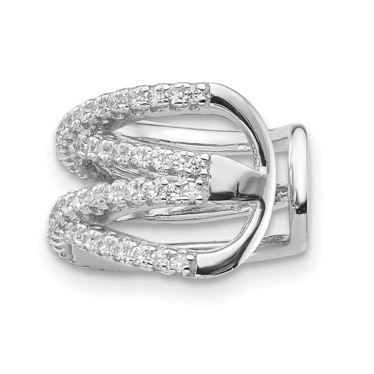 QE13685 Sterling Silver Rhodium-plated Polished CZ Double 'X' Single Cuff Earring