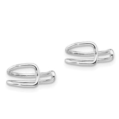 QE13687 Sterling Silver Rhodium-plated Polished Adjustable Pair of Cuff Earrings