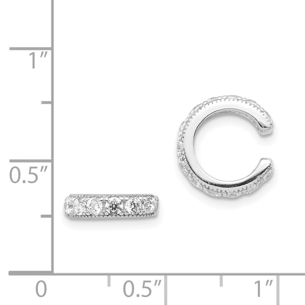 QE13688 Sterling Silver Rhodium-plated Polished CZ Pair of Cuff Earrings