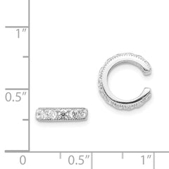 QE13688 Sterling Silver Rhodium-plated Polished CZ Pair of Cuff Earrings