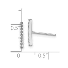 QE13712 Sterling Silver Rhodium-plated Polished CZ Bar Post Earrings