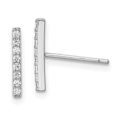 QE13712 Sterling Silver Rhodium-plated Polished CZ Bar Post Earrings