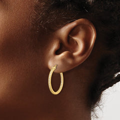 QE13745GP Sterling Silver Gold-tone Micro Pave CZ In/Out Hoop Earrings