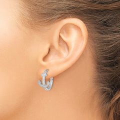QE13747 Sterling Silver Rhodium-plated CZ Anchor Hinged Earrings